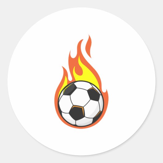 Voetbal in brand ronde sticker (Voorkant)