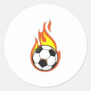 Voetbal in brand ronde sticker