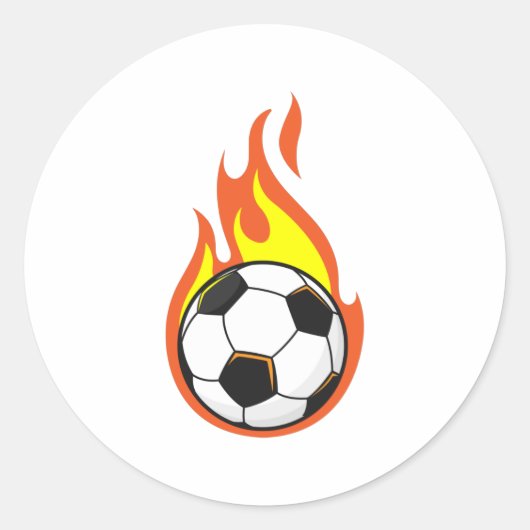 Voetbal in brand ronde sticker (Voorkant)