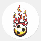 Voetbal in brand ronde sticker (Voorkant)