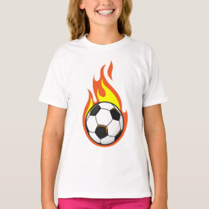 Voetbal in brand t-shirt