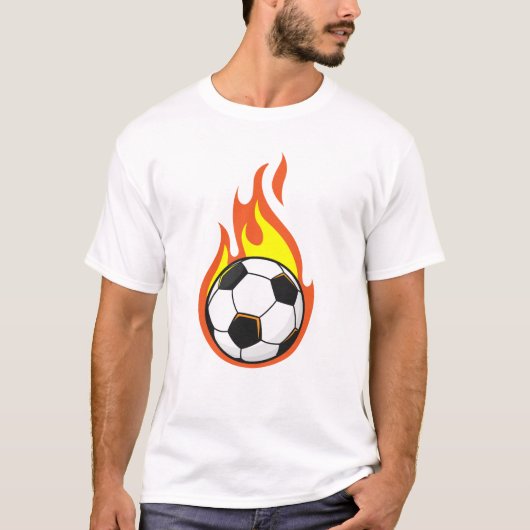 Voetbal in brand t-shirt (Voorkant)