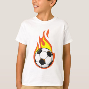 Voetbal in brand t-shirt