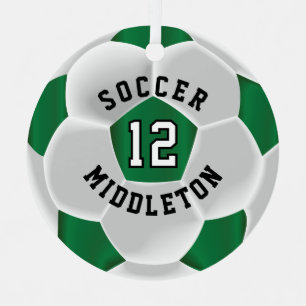 Voetbal ⚽ in een donkergroen en wit metalen ornament