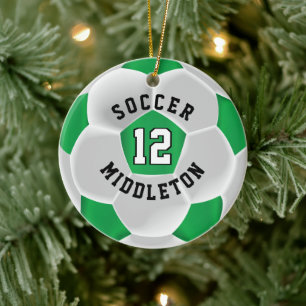 Voetbal ⚽ in een groen-wit keramisch ornament