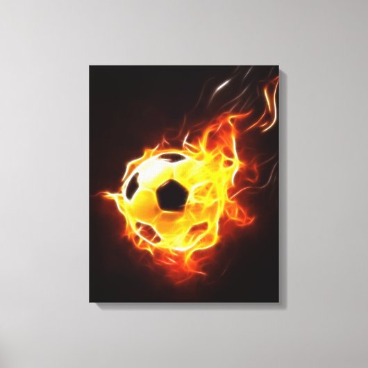 Voetbal in Flames Canvas Afdruk (Voorkant)