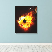 Voetbal in Flames Canvas Afdruk (Insitu (Houten vloer))