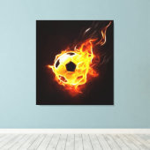 Voetbal in Flames Canvas Afdruk (Insitu (Houten vloer))