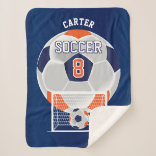 Voetbal in Oranje, wit en blauw Sherpa Blank Deken