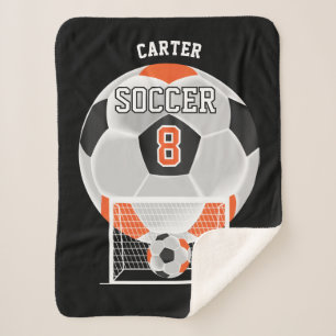 Voetbal in Oranje, wit en zwart Sherpa Blan Deken