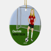 Voetbal in rood keramisch ornament (Rechts)