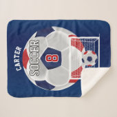 Voetbal in rood, wit en blauw met DIY-tekst S Sherpa Deken (Voorkant (horizontaal))
