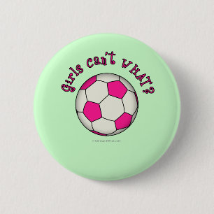 voetbal in roze ronde button 5,7 cm