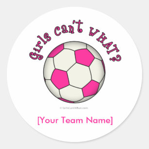 voetbal in roze ronde sticker