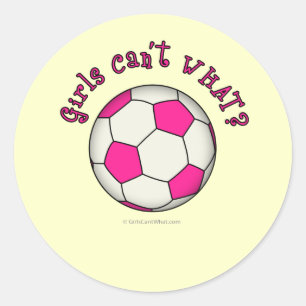 voetbal in roze ronde sticker