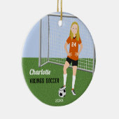 Voetbal in Sinaasappel Keramisch Ornament (Rechts)