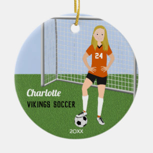 Voetbal in Sinaasappel Keramisch Ornament