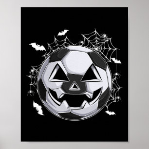 Voetbal Jack O Lantern Pompoen Gezicht Halloween K Poster