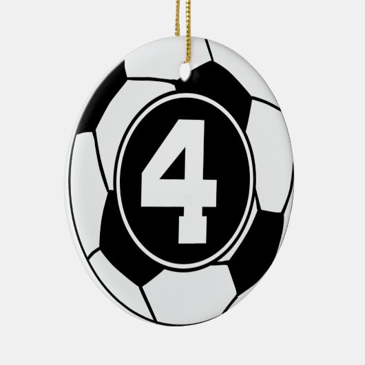 Voetbal Jersey nummer 4 Cadeauidee Keramisch Ornament (Rechts)