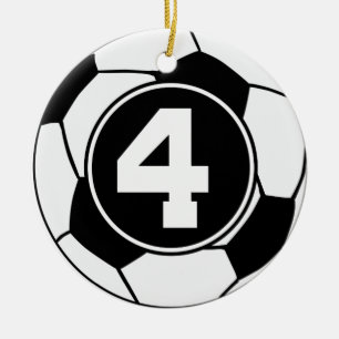 Voetbal Jersey nummer 4 Cadeauidee Keramisch Ornament