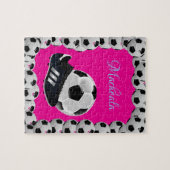 Voetbal Jigsaw Puzzle Hot Pink Legpuzzel (Horizontaal)