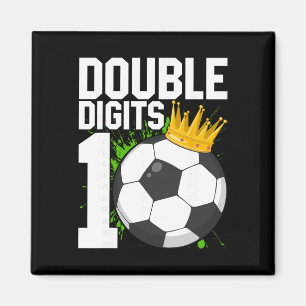 Voetbal Jongen Verjaardag 10 Jaar Oud Dubbele Cijf Magneet