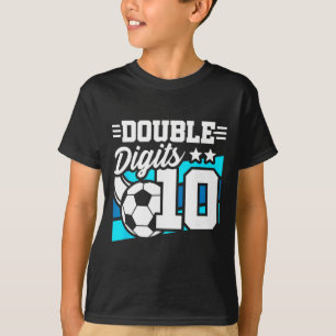 Voetbal Jongen Verjaardag 10 Jaar Oud Dubbele Cijf T-shirt