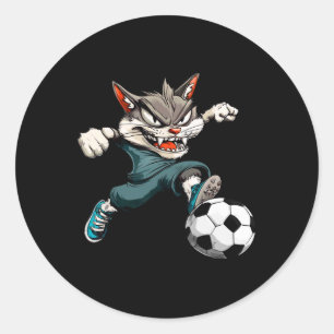 Voetbal Kat Ronde Sticker