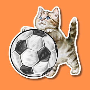 Voetbal Kat Waterdicht Sticker