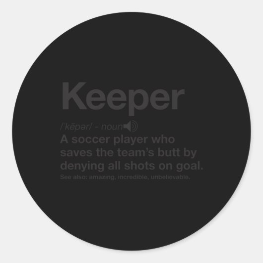 Voetbal keeper definitie ronde sticker (Voorkant)