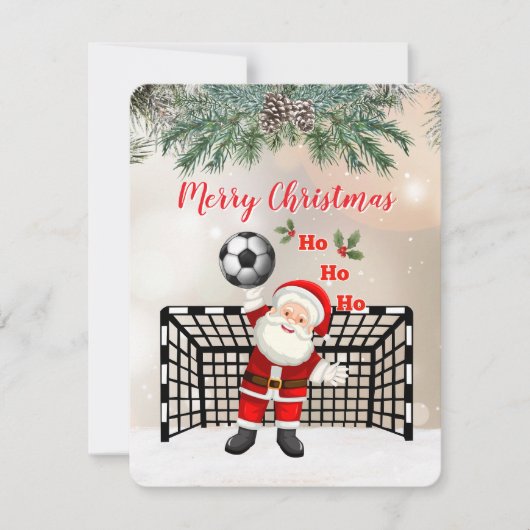 Voetbal Kerst Kaart Kerstman Voetbal (Voorkant)