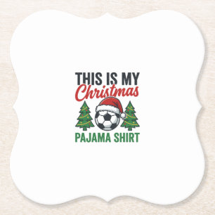 Voetbal Kerst Pyjama Shirt Kartonnen Onderzetters