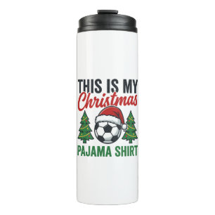 Voetbal Kerst Pyjama Shirt Thermosbeker