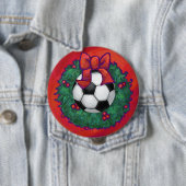 Voetbal kerst ronde button 4,0 cm (In situ)