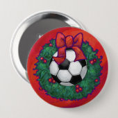 Voetbal kerst ronde button 4,0 cm (Voorkant /achterkant)