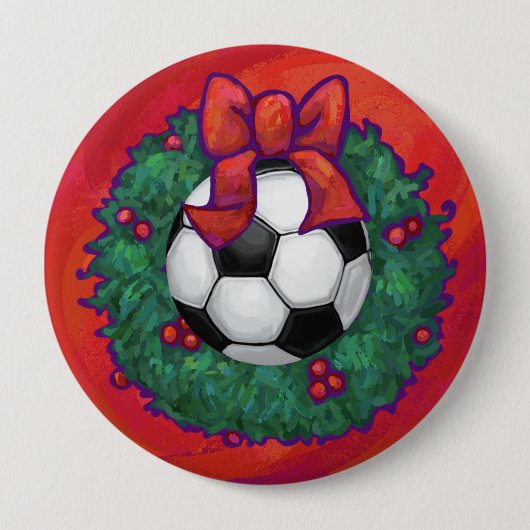 Voetbal kerst ronde button 4,0 cm (Voorkant)