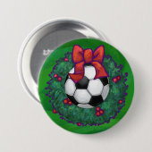 Voetbal kerst ronde button 7,6 cm (Voorkant /achterkant)