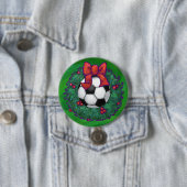 Voetbal kerst ronde button 7,6 cm (In situ)