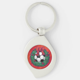 Voetbal kerst sleutelhanger