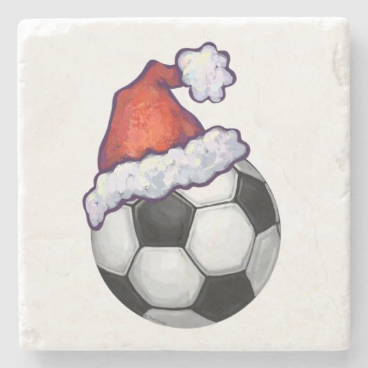 Voetbal kerst stenen onderzetter (Voorkant)