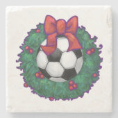 Voetbal kerst stenen onderzetter (Voorkant)