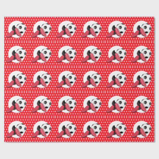 Voetbal Kerst thema voor Speler met bal Cadeaupapier (Vlak)