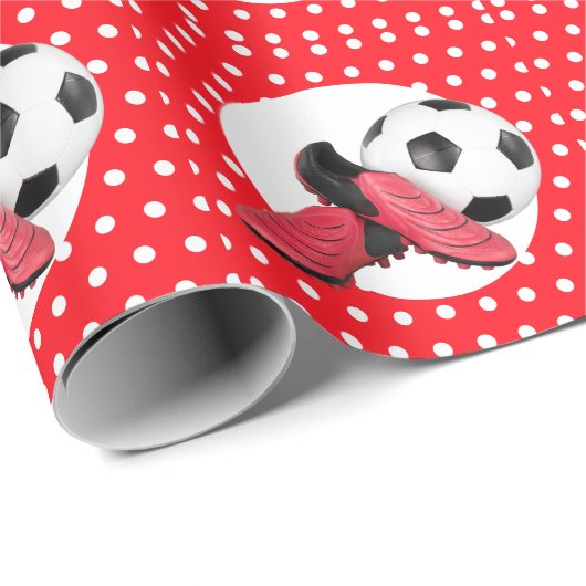 Voetbal Kerst thema voor Speler met bal Cadeaupapier (Rol Hoek)