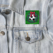 Voetbal kerst vierkante button 5,1 cm (In situ)