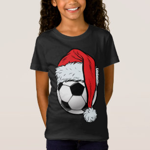 Voetbal Kerstbal Kerstman Hoed Grappige Sport Kers T-shirt