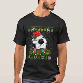 Voetbal Kerstman Hoed Kerstverlichting Lelijk Zwee T-shirt