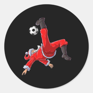 Voetbal Kerstman Santa Fietskick Kerstmannen Jonge Ronde Sticker