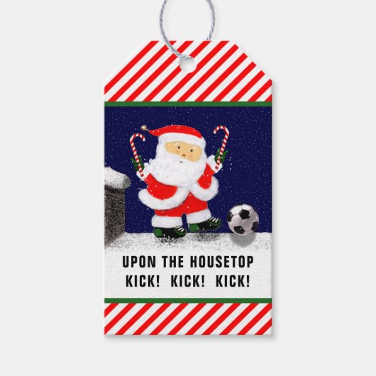 Voetbal Kerstmis Cadeaulabel (Voorkant)
