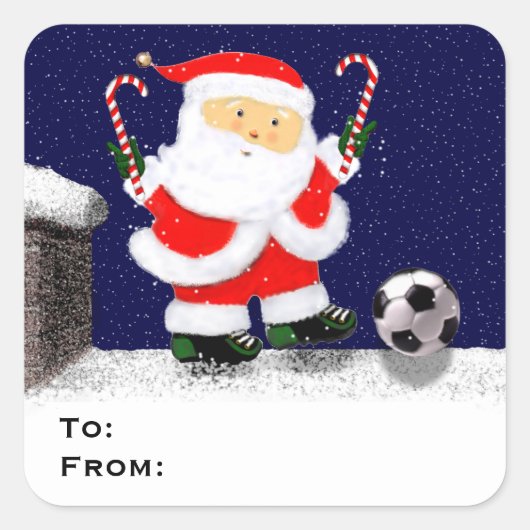 Voetbal Kerstmis Gift Tage Vierkante Sticker (Voorkant)