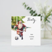Voetbal Kerstmis met Kerstman spelen bal Kaart (Staand voorkant)